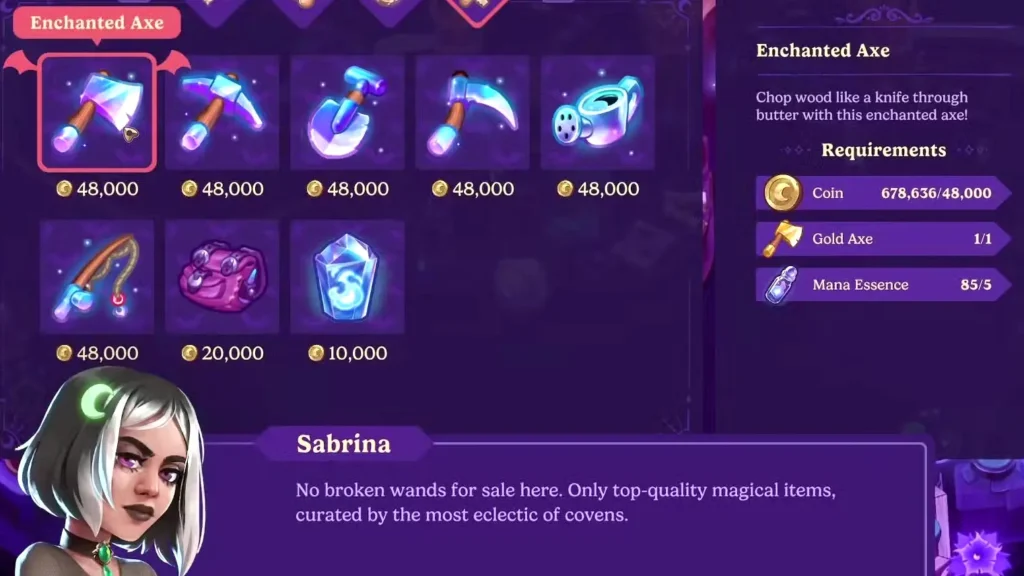 GameGHQ Moonlight Peaks Upgrade Tools Enchanted Tools